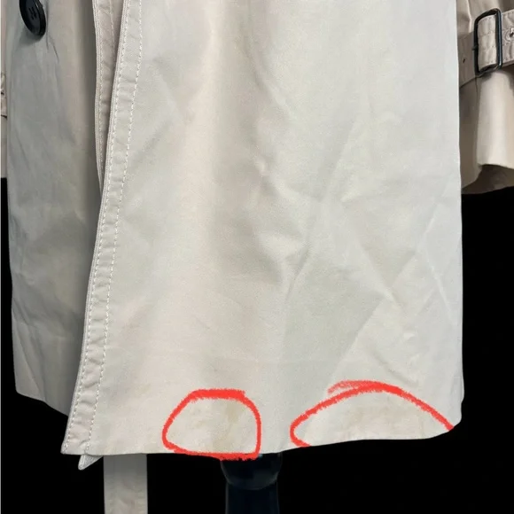 Coach New York F34024 Beige Trench Coat Double Breasted Belted Leather Trim L - Picture 8 of 16